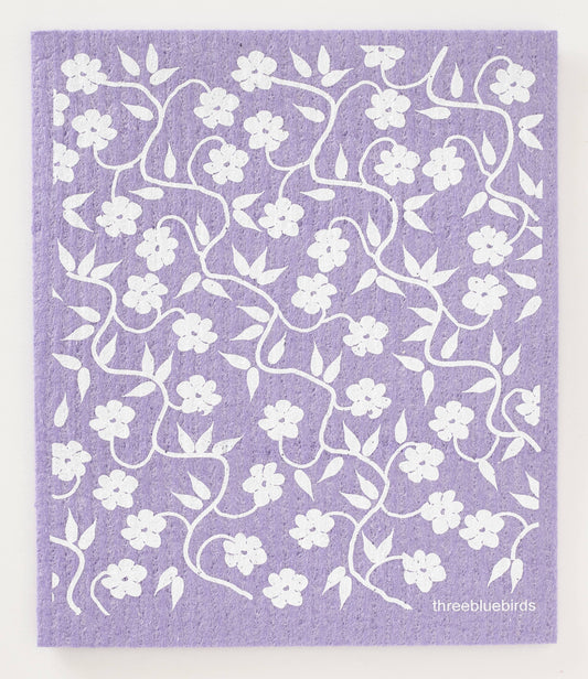 Vines on Purple Swedish Dishcloth