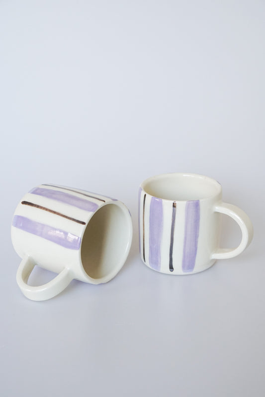 Lavender & Brown Striped Mug