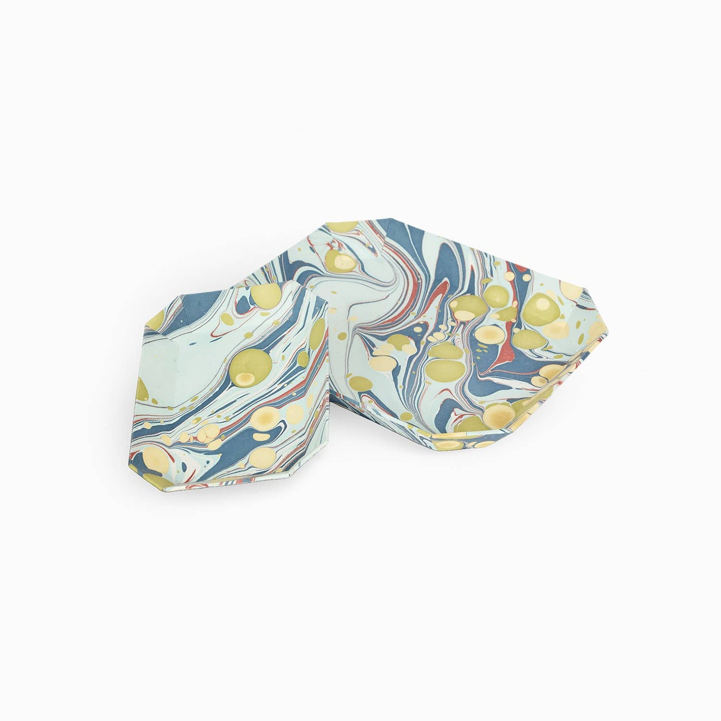 Ocean Pebble | Hand Marbled Tray Set