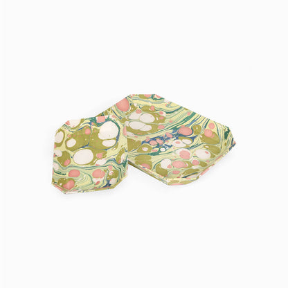 Moss Pebble | Hand Marbled Tray Set