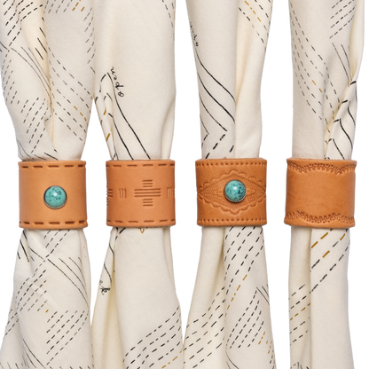 Leather Bandana Slide| Studded Turquoise