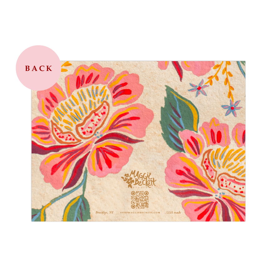 Peony Pattern Thank You Card