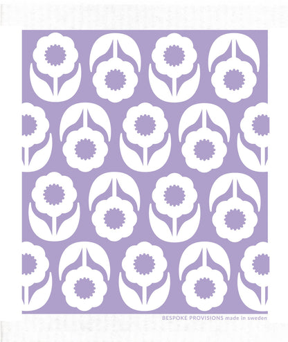 Flowers on Lavender Swedish Dishcloth