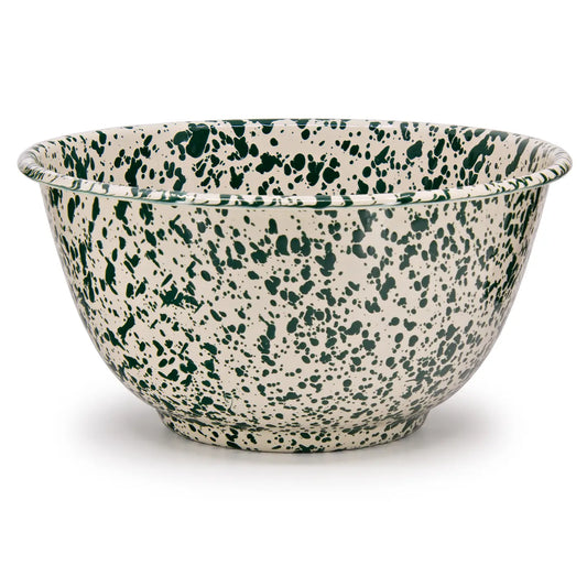 Splatter Green & Cream Large Salad Bowl