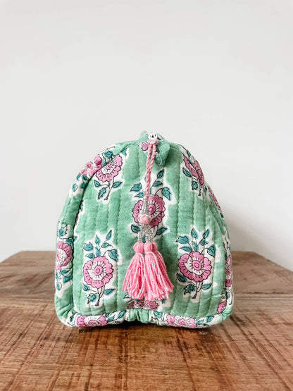 Fern Green Block Print Pouch
