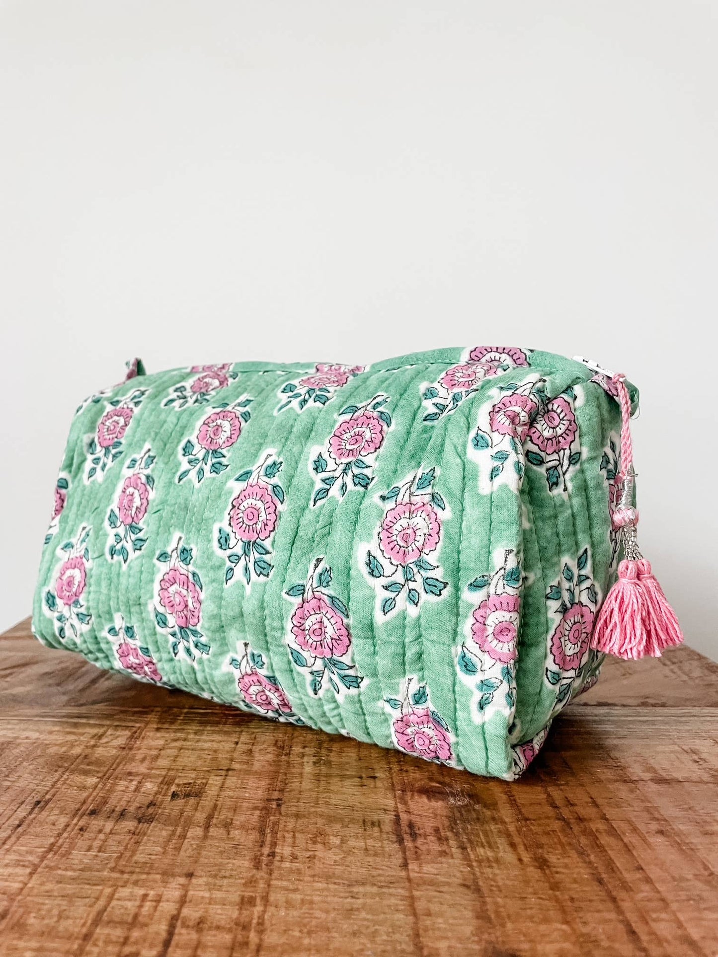 Fern Green Block Print Pouch