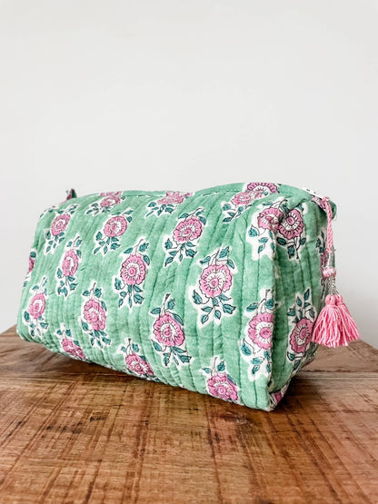 Fern Green Block Print Pouch