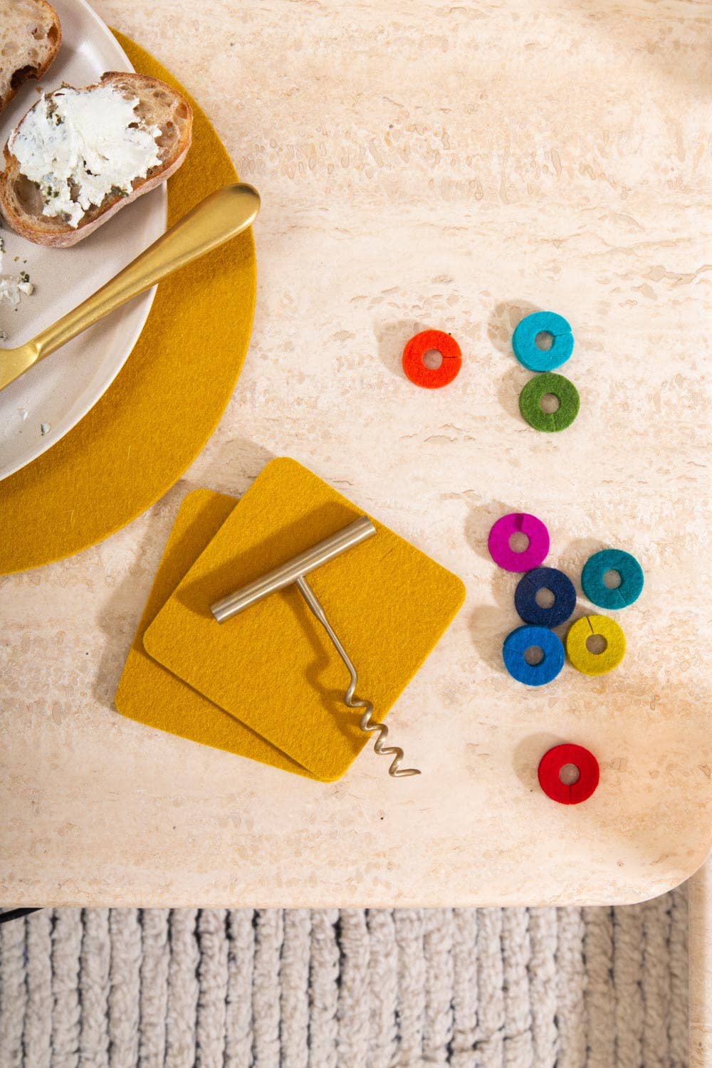 Merino Wool Felt Round Wine Markers