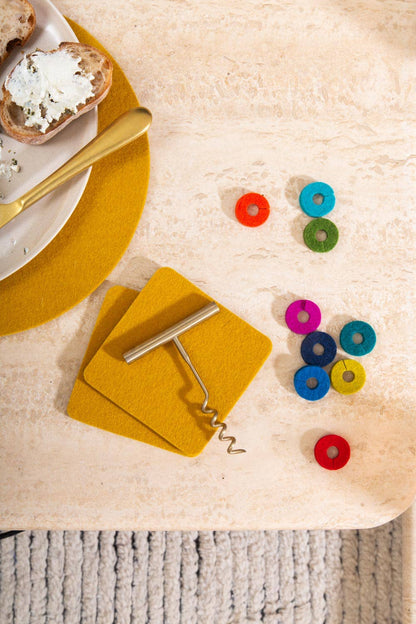 Merino Wool Felt Round Wine Markers