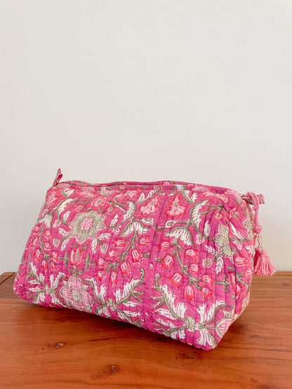 Magenta Block Print Pouch