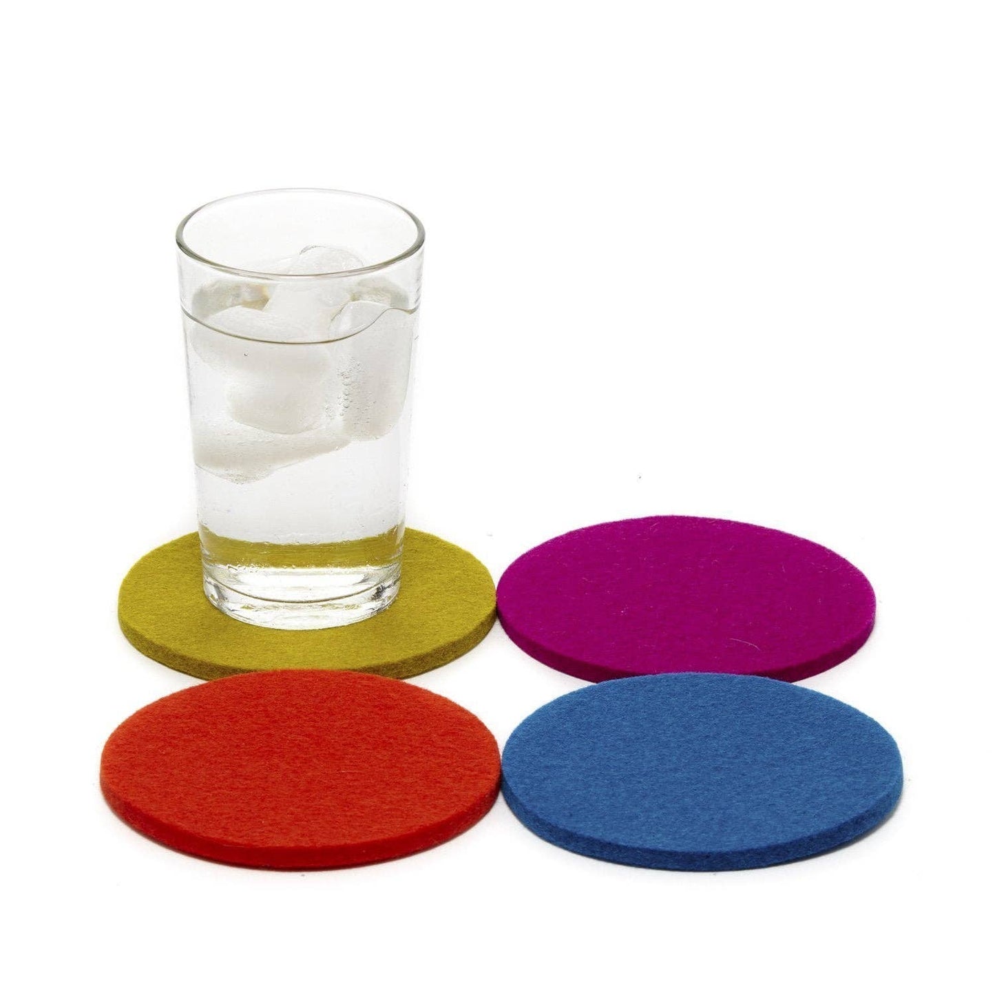 Merino Wool Felt Round Coasters | Electric