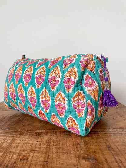 Sea Green Block Print Pouch