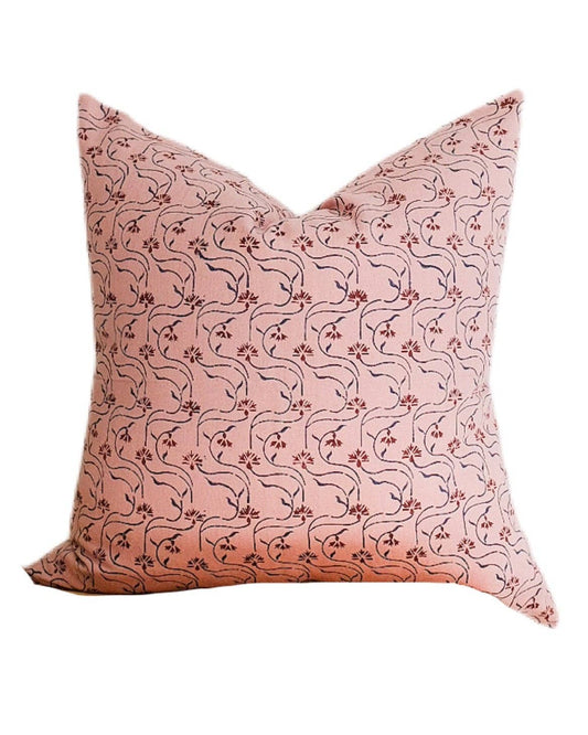 Tara - Hand Block-printed Linen Pillowcase