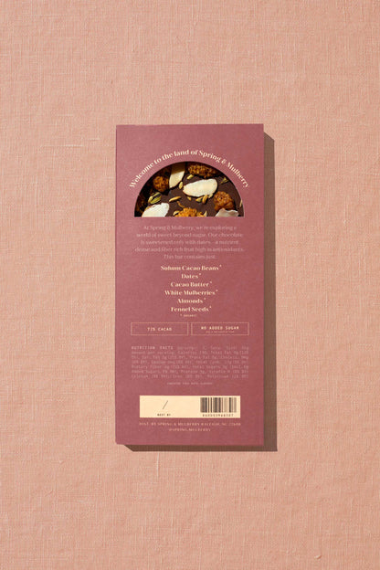 White Mulberry, Almond, Fennel Date-Sweetened Dark Chocolate
