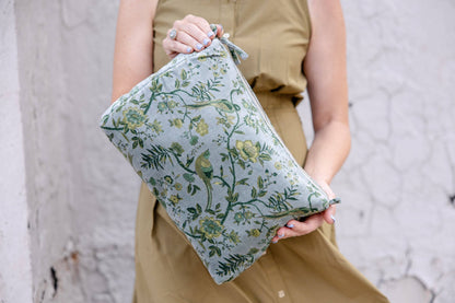 Verdant Meadow Velvet Cosmetic Pouch