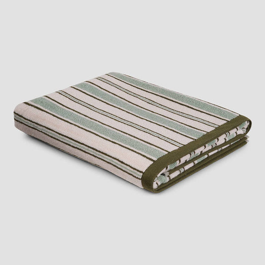 Sage Botanical Green Shoreham Stripe Cotton Hand Towel