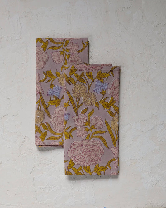Nargis | Block-printed Table Napkins - Set of 4 (Faded Mauve)