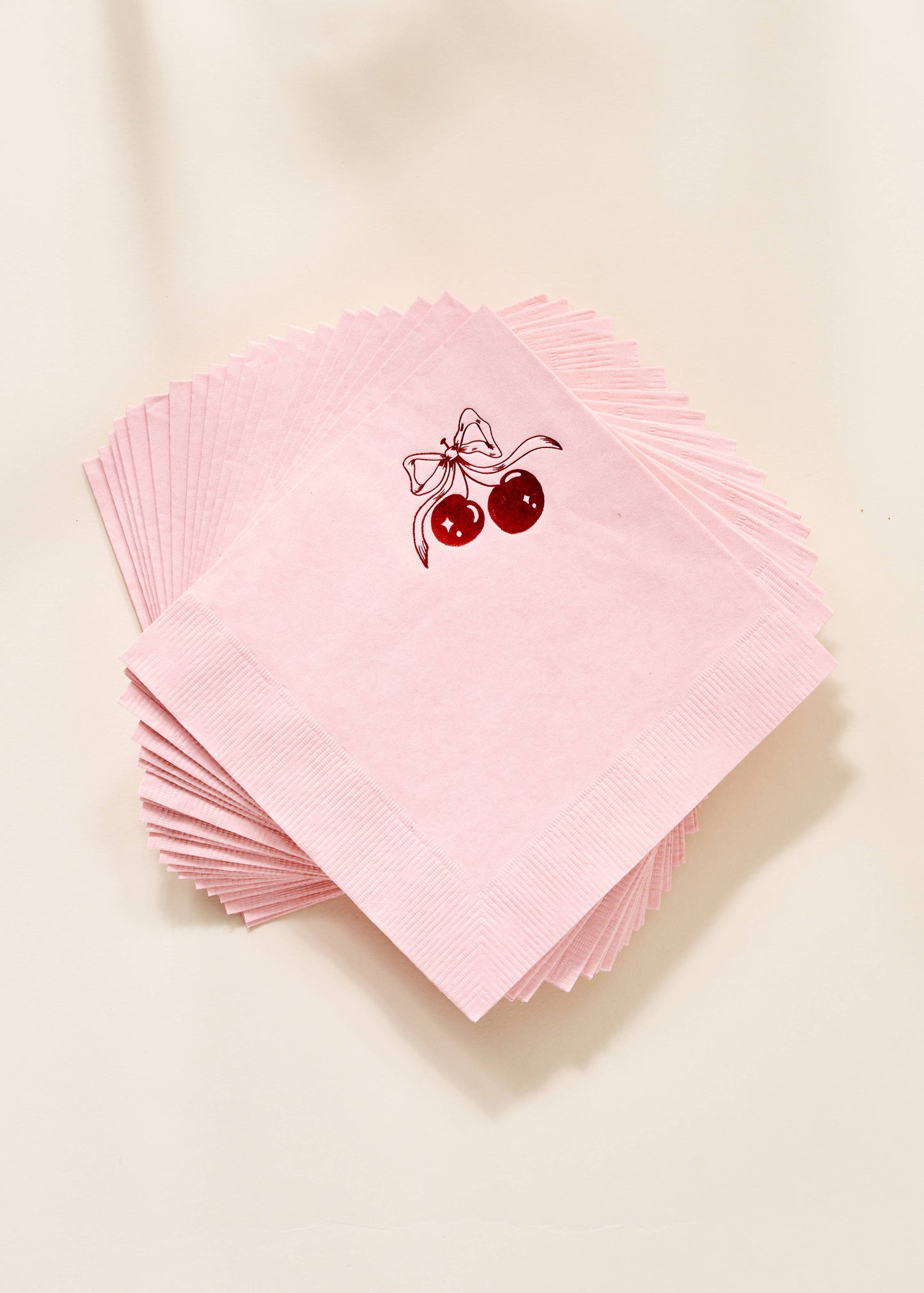 Red Cherries with Bow Cocktail Napkins