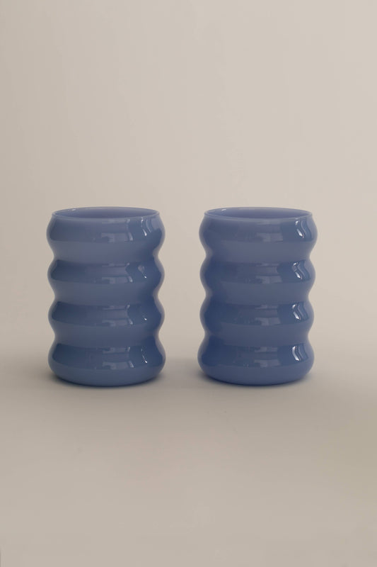 Opaque Ripple Cup Set, Cornflower