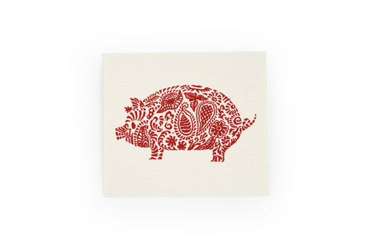 Festive Pig Swedish Dishcloth