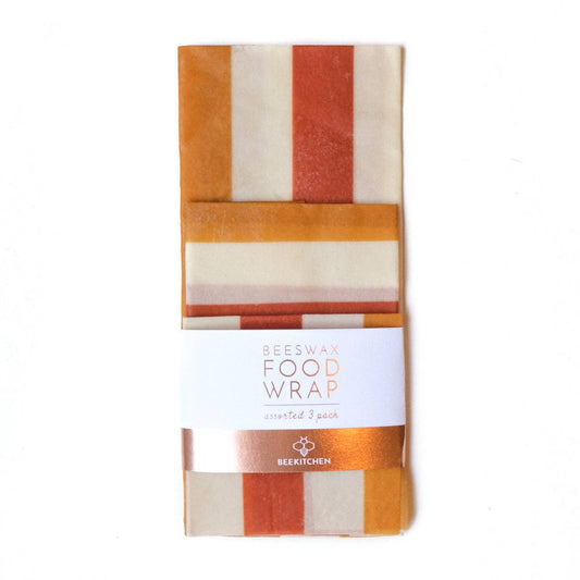 Beeswax Food Wraps in Orange and Yellow Stripe (3 Pack)